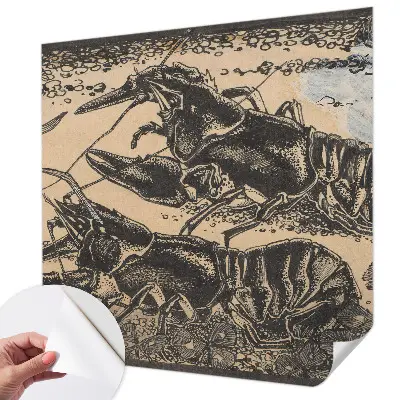 Papel mural con patrón decorativo con diseño de cangrejo de río