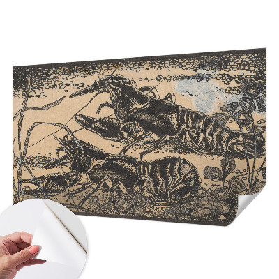 Papel mural con patrón decorativo cangrejo de río