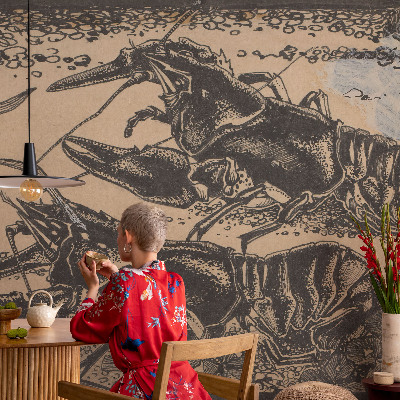 Papel mural con patrón decorativo cangrejo de río