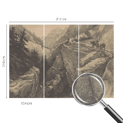 Mural de pared con estampado hermoso Montañas pintorescas