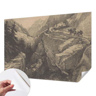 Mural de pared con estampado hermoso con un motivo de montañas pintorescas