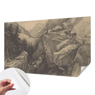 Mural de pared con estampado hermoso con un motivo de montañas pintorescas