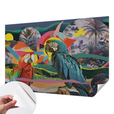 Papel mural texturado decorativo con diseño de aves exóticas