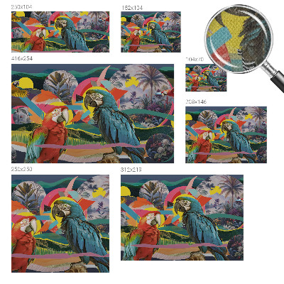 Papel mural texturado decorativo Aves exóticas