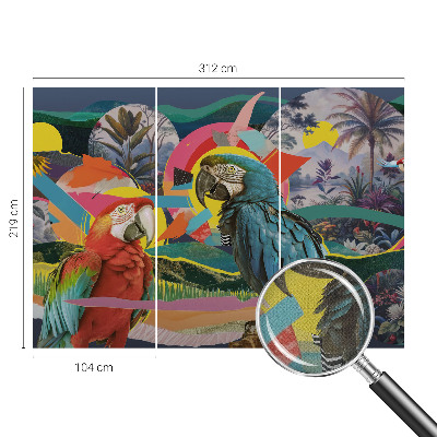 Papel mural texturado decorativo Aves exóticas