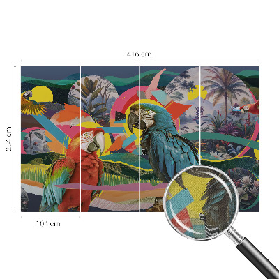 Papel mural texturado decorativo Aves exóticas