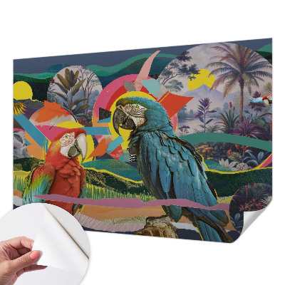 Papel mural texturado decorativo con diseño de aves exóticas