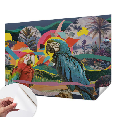 Papel mural texturado decorativo con diseño de aves exóticas