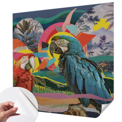 Papel mural texturado decorativo con diseño de aves exóticas