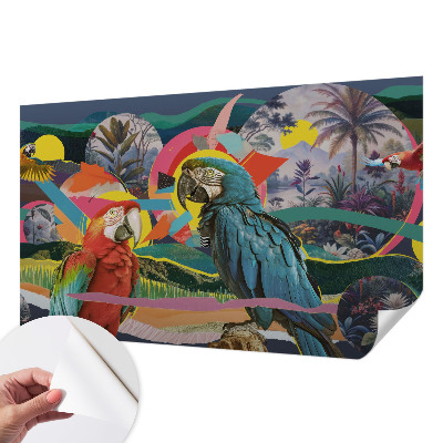 Papel mural texturado decorativo con diseño de aves exóticas