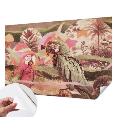 Mural de pared con estampado hermoso con motivo de aves tropicales
