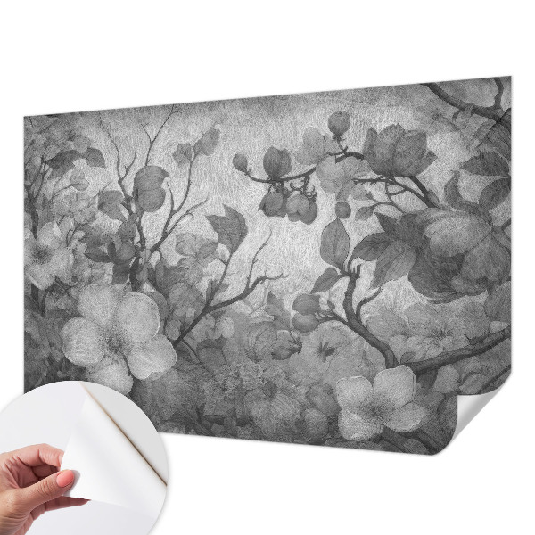 Papel mural texturado decorativo rama de flor