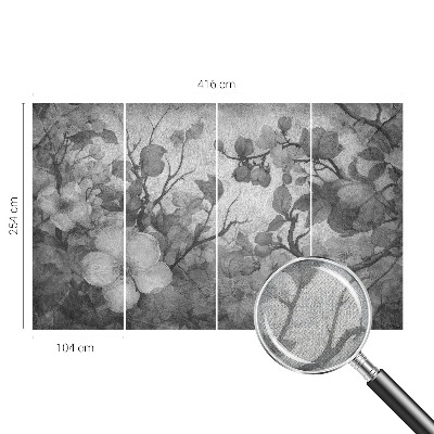 Papel mural texturado decorativo rama de flor