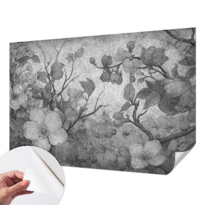 Papel mural texturado decorativo con motivo de rama de flor