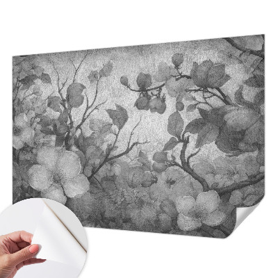 Papel mural texturado decorativo con motivo de rama de flor
