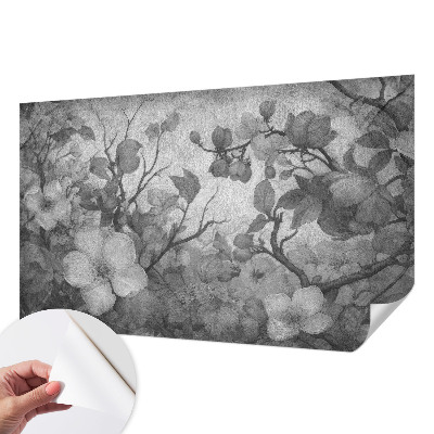 Papel mural texturado decorativo con motivo de rama de flor