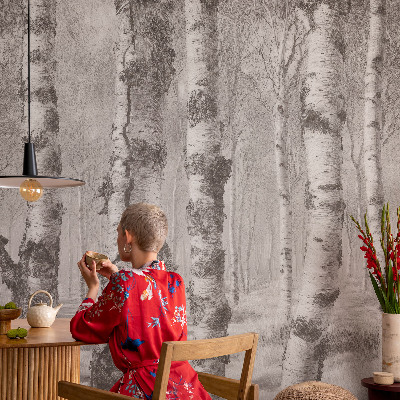 Fotomural decorativo para cabecero de cama bosque de abedules