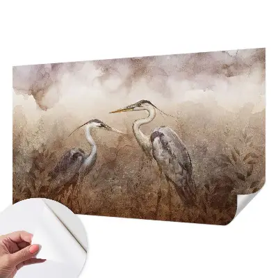 Papel mural con patrón decorativo con diseño de aves elegantes