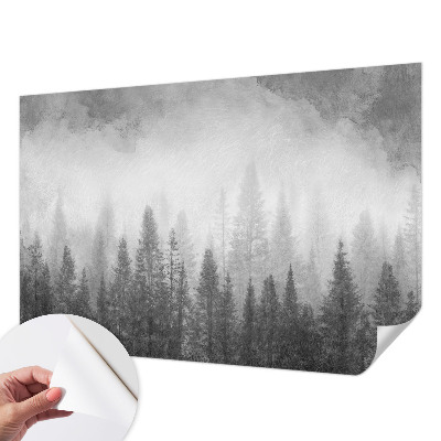 Fotomural decorativo para cabecero de cama con motivo de niebla en el bosque