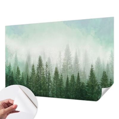 Papel mural con patrón decorativo con diseño de lobo en el bosque