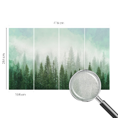 Papel mural con patrón decorativo Lobo en el bosque