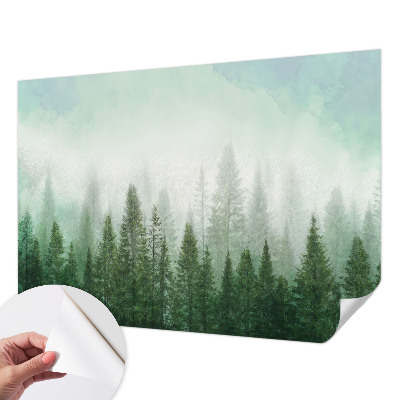 Papel mural con patrón decorativo Lobo en el bosque