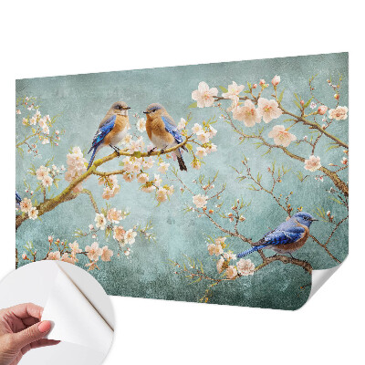 Mural de pared con estampado hermoso con motivo de aves de primavera