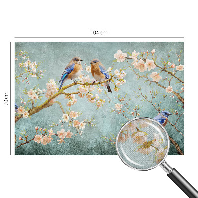 Mural de pared con estampado hermoso con motivo de aves de primavera