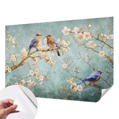 Mural de pared con estampado hermoso con motivo de aves de primavera