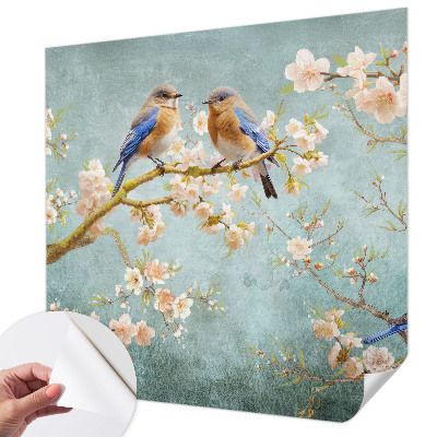 Mural de pared con estampado hermoso Aves de primavera