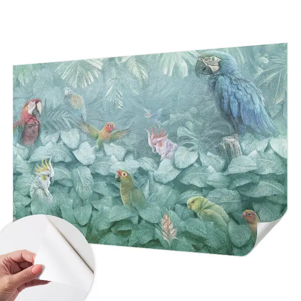 Papel mural con patrón decorativo con motivo de aves exóticas