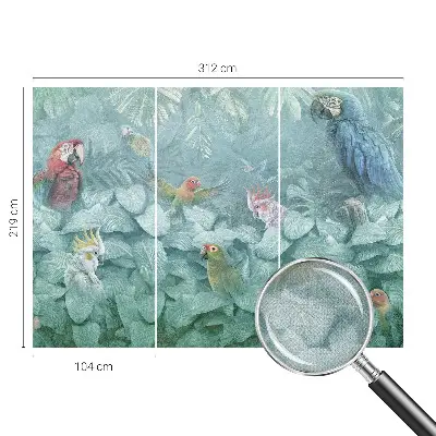 Papel mural con patrón decorativo con motivo de aves exóticas