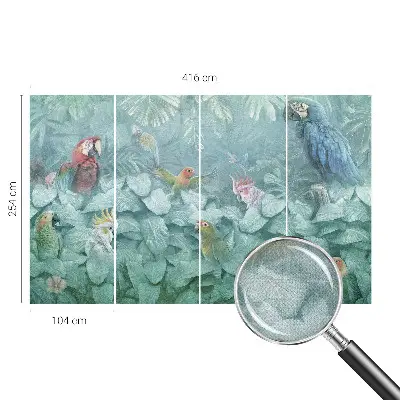 Papel mural con patrón decorativo con motivo de aves exóticas