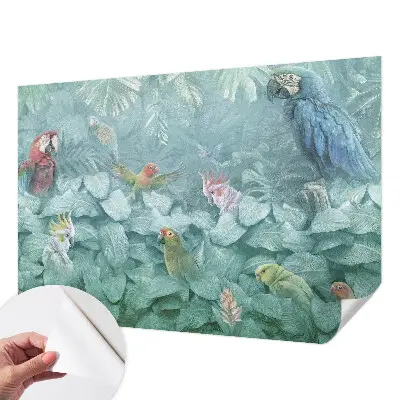 Papel mural con patrón decorativo con motivo de aves exóticas