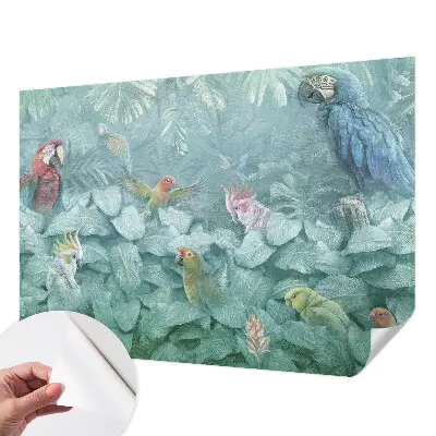 Papel mural con patrón decorativo con motivo de aves exóticas