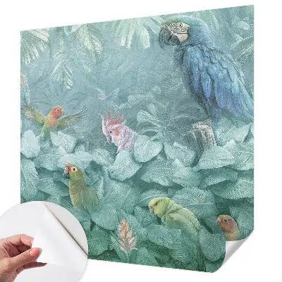 Papel mural con patrón decorativo con motivo de aves exóticas