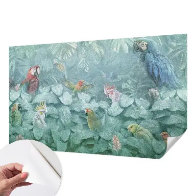 Papel mural con patrón decorativo con motivo de aves exóticas