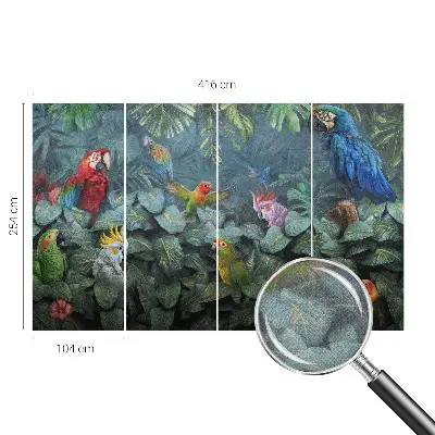 Mural de pared con estampado hermoso con motivo de selva exótica