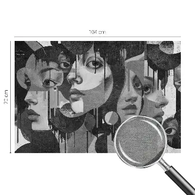 Papel mural texturado decorativo con estampado de rostros de mujeres