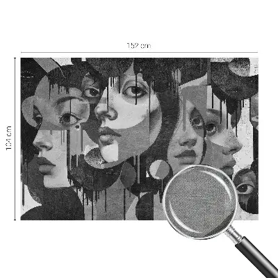 Papel mural texturado decorativo con estampado de rostros de mujeres