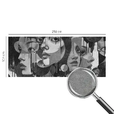 Papel mural texturado decorativo con estampado de rostros de mujeres