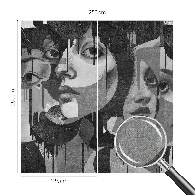 Papel mural texturado decorativo con estampado de rostros de mujeres