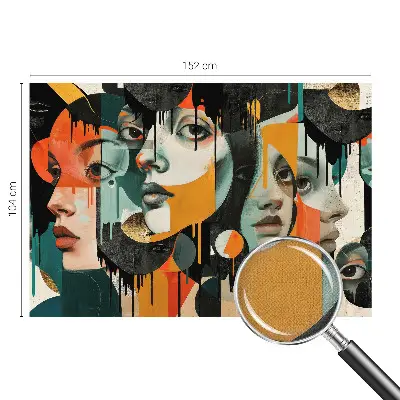 Fotomural decorativo para cabecero de cama con un diseño de caras coloridas