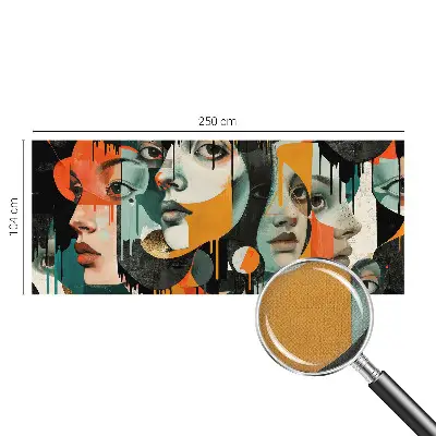 Fotomural decorativo para cabecero de cama con un diseño de caras coloridas
