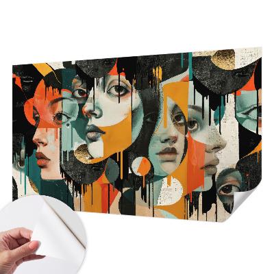 Fotomural decorativo para cabecero de cama Caras coloridas