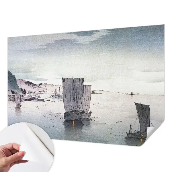 Papel mural con patrón decorativo con un diseño de paisaje náutico