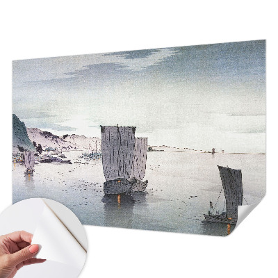 Papel mural con patrón decorativo con un diseño de paisaje náutico