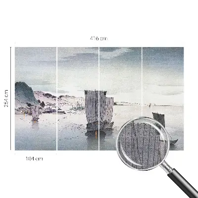Papel mural con patrón decorativo con un diseño de paisaje náutico