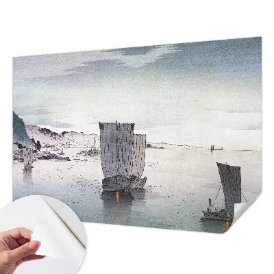Papel mural con patrón decorativo con un diseño de paisaje náutico