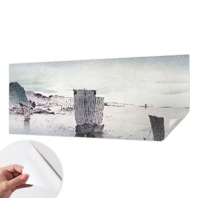 Papel mural con patrón decorativo con un diseño de paisaje náutico